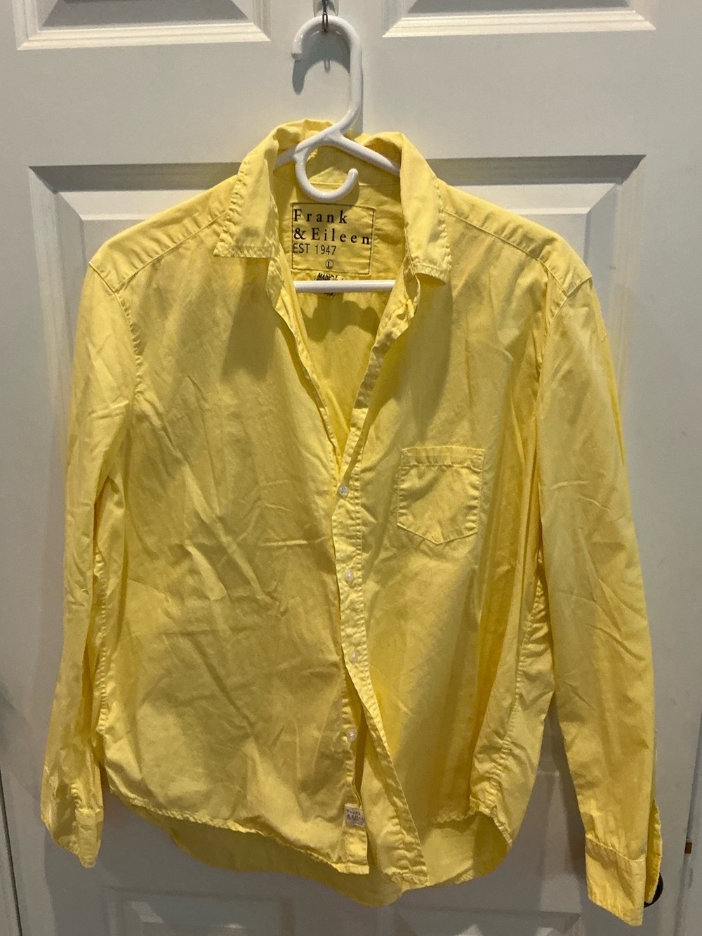 Frank & Eileen yellow poplin top button down sz large